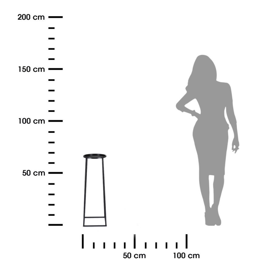 Stalak za cveće LOFT 70x24 cm, crne boje