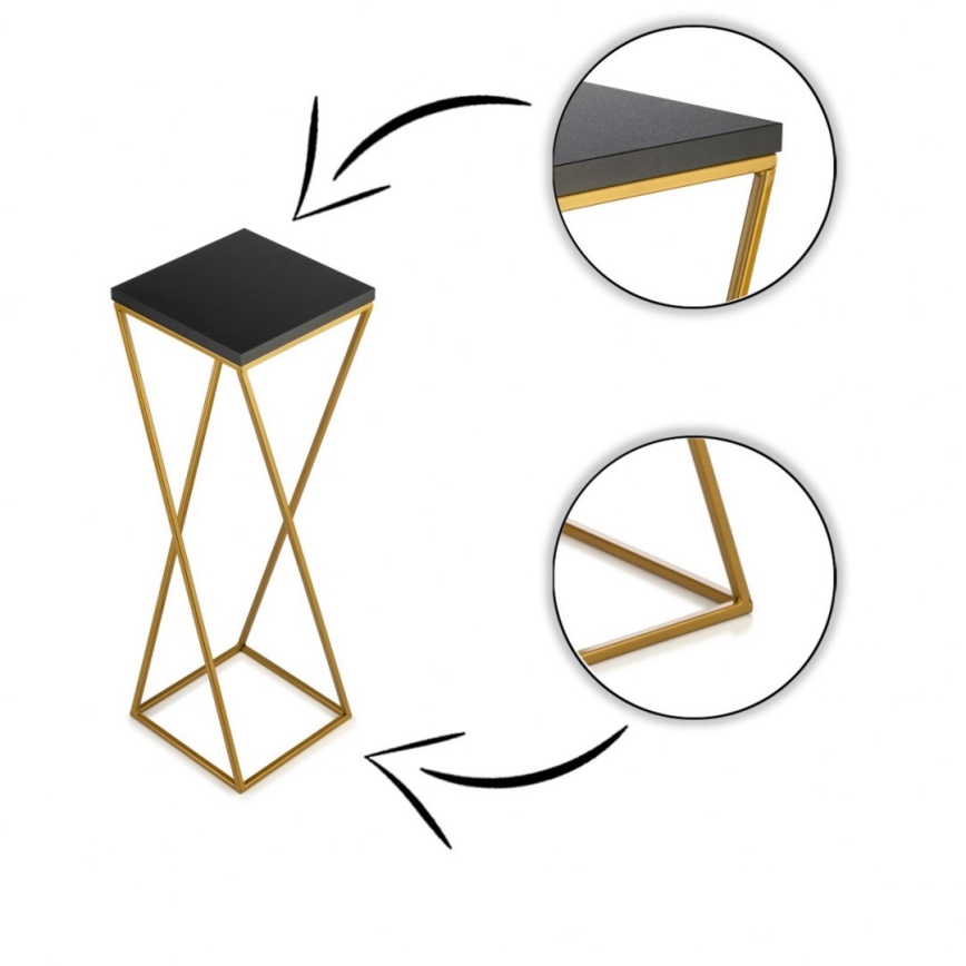 Stalak za cveće LOFT 70x24 cm zlatna/crna