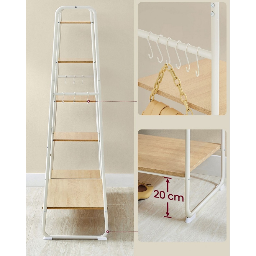 Stalak za kapute LINEA, beli/smeđi