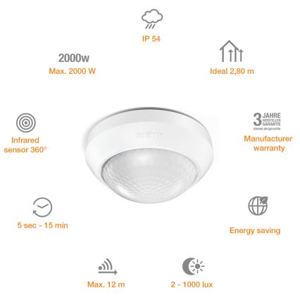 STEINEL 006532 - Spoljašnji senzor pokreta IS360-3 beli IP54