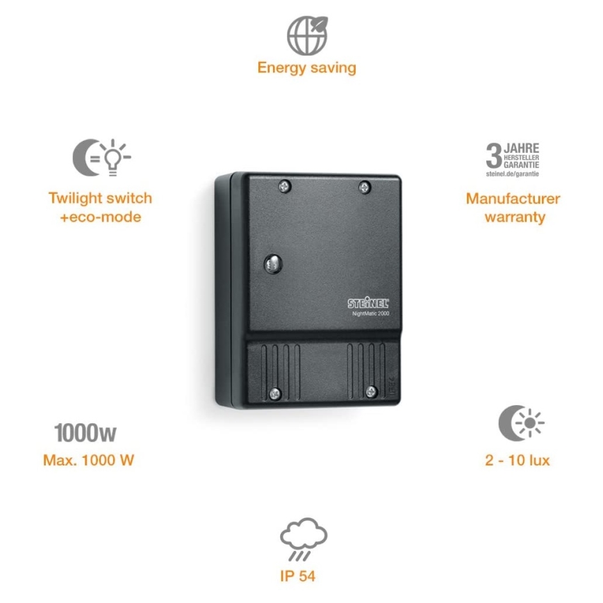 STEINEL 550318 - Sumrak prekidač NightMatic 2000 crni IP54