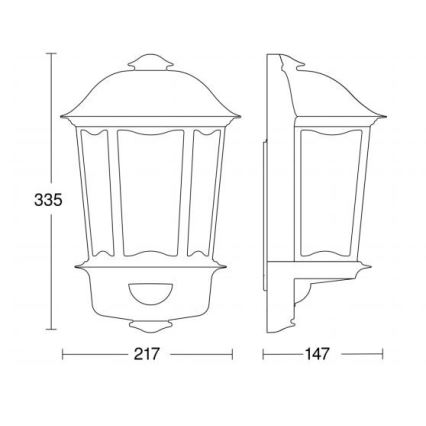 Steinel 644413 - Spoljašnja zidna lampa sa senzorom L 190 S 1xE27/100W/230V IP44