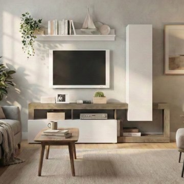 Stena za dnevnu sobu LENOR bela/braon