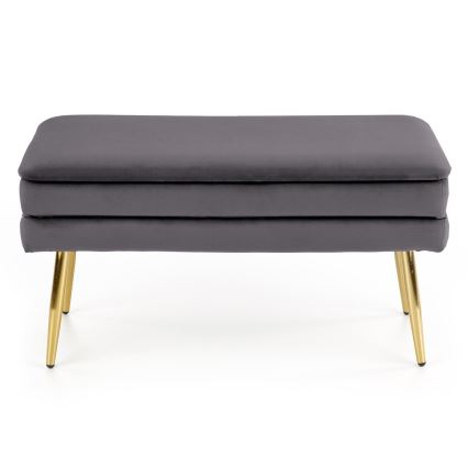 Štepana klupa sa prostorom za odlaganje VELVA 37x78 cm, siva/zlatna