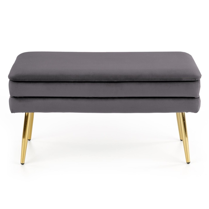 Štepana klupa sa prostorom za odlaganje VELVA 37x78 cm, siva/zlatna