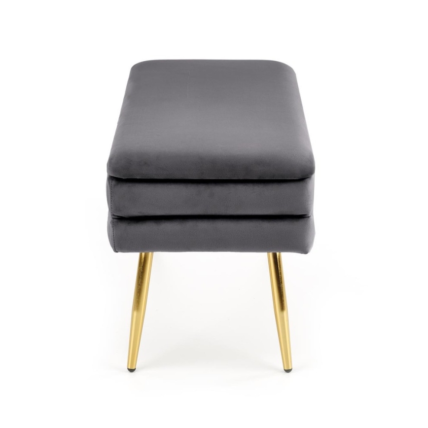 Štepana klupa sa prostorom za odlaganje VELVA 37x78 cm, siva/zlatna