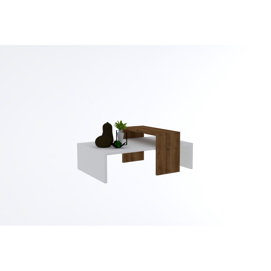 Stočić za kafu GLOW 32x80 cm bela/braon