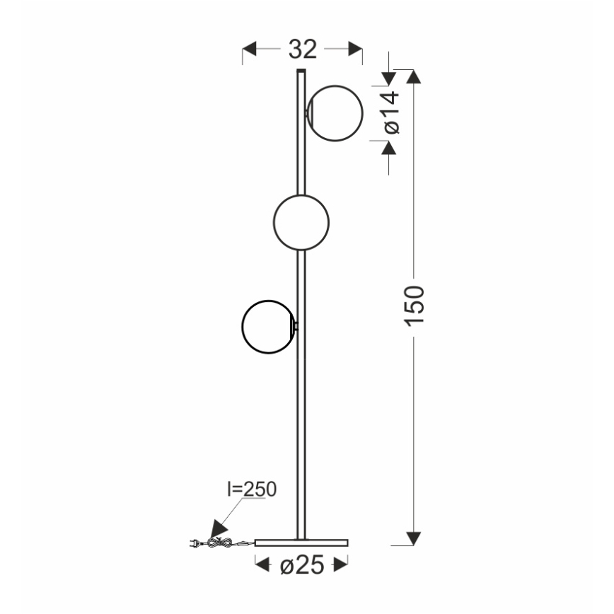 Stojeća lampa KAMA 3xG9/28W/230V crna/zadimljena crna