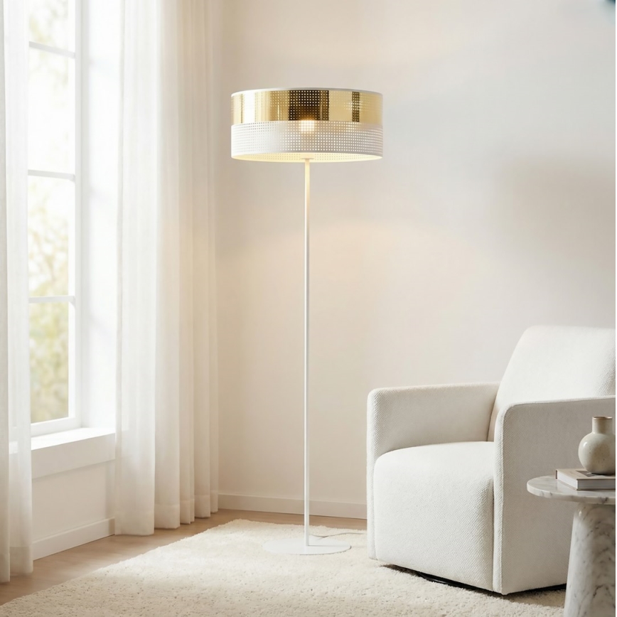 Stojeća lampa LUX 1xE27/15W/230V bela/zlatna