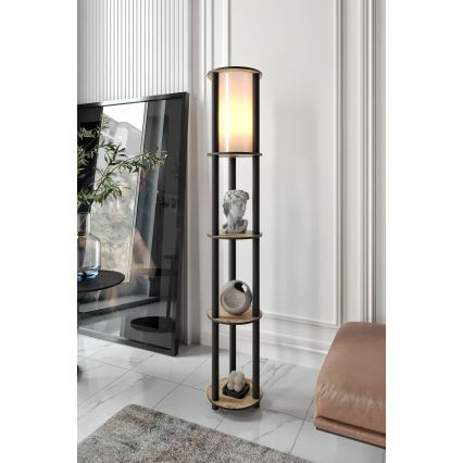 Stojeća lampa sa policama 1xE27/40W/230V 150 cm crna/braon
