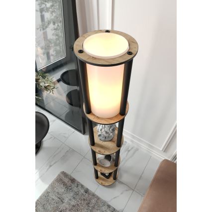 Stojeća lampa sa policama 1xE27/40W/230V 150 cm crna/braon