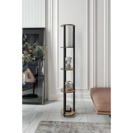 Stojeća lampa sa policama 1xE27/40W/230V 150 cm crna/braon