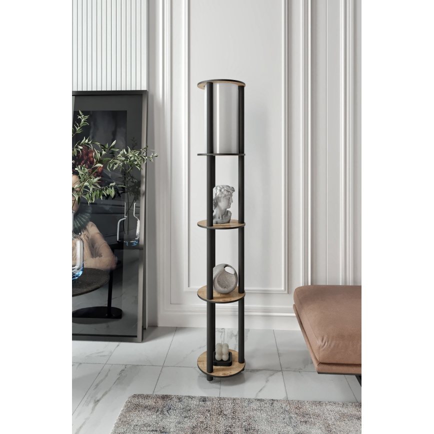 Stojeća lampa sa policama 1xE27/40W/230V 150 cm crna/braon