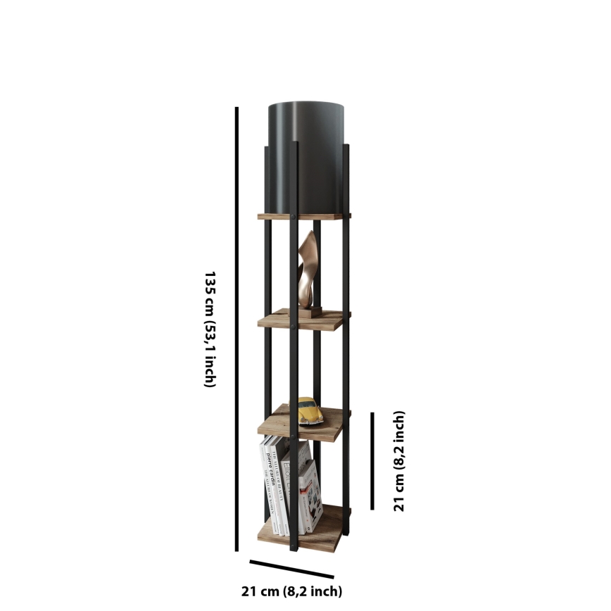Stojeća lampa sa policama NORA 1xE27/40W/230V crna/smeđa