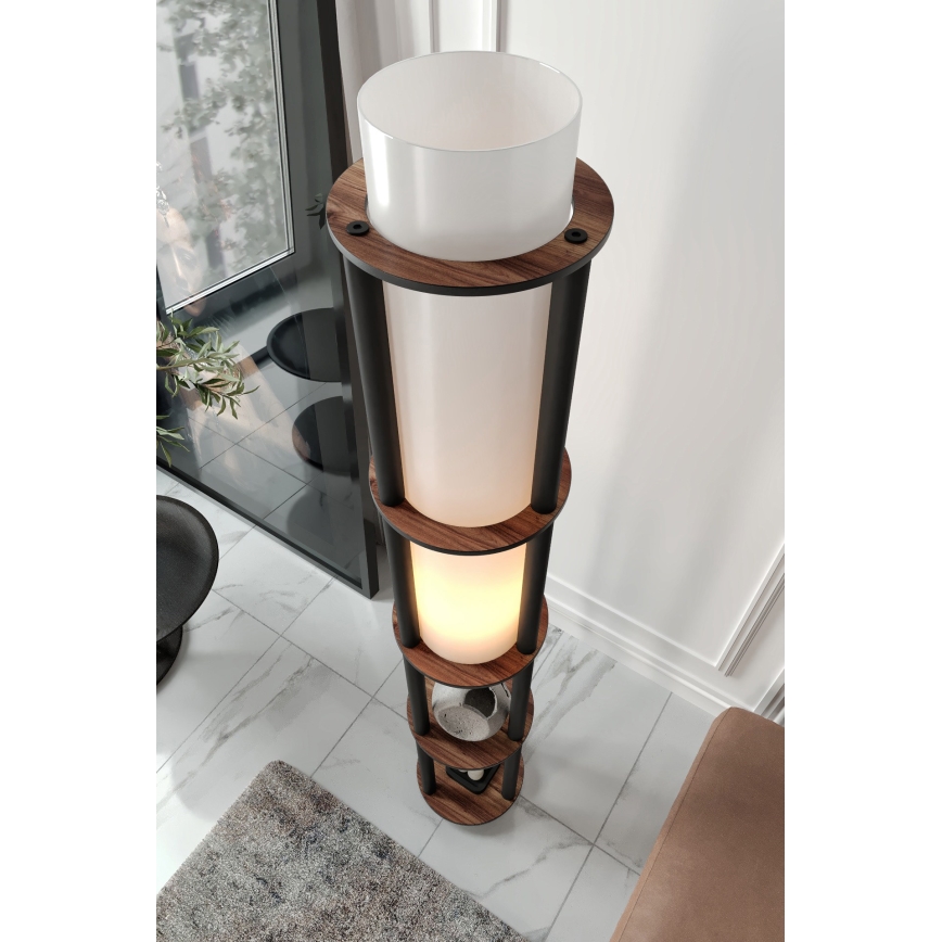 Stojeća lampa sa policama NOTO 1xE27/40W/230V braon/crna