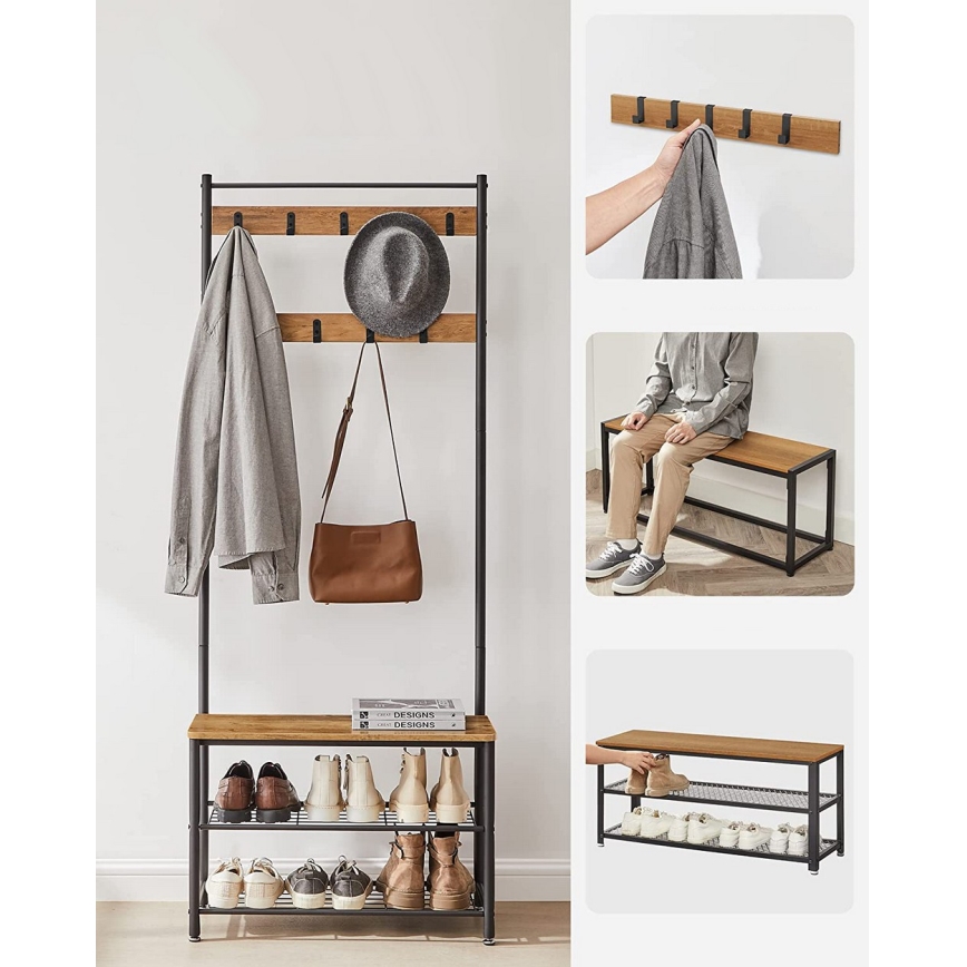 Stojeći čiviluk NAVOR braon/crna