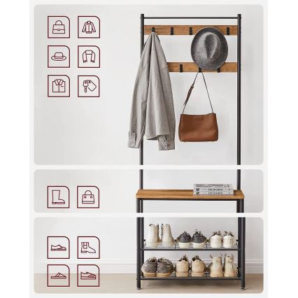 Stojeći čiviluk NAVOR braon/crna