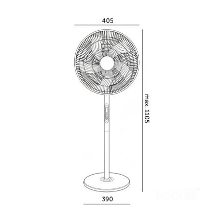 Stojeći ventilator VIENTO-R 40W/230V, crni, sa daljinskim upravljačem