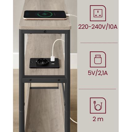 Stolić sa ugrađenom utičnicom i USB priključcima ROD braon/crna