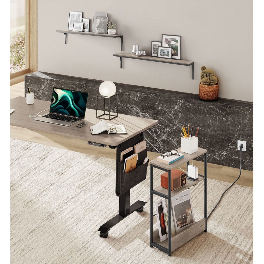 Stolić sa ugrađenom utičnicom i USB priključcima ROD braon/crna