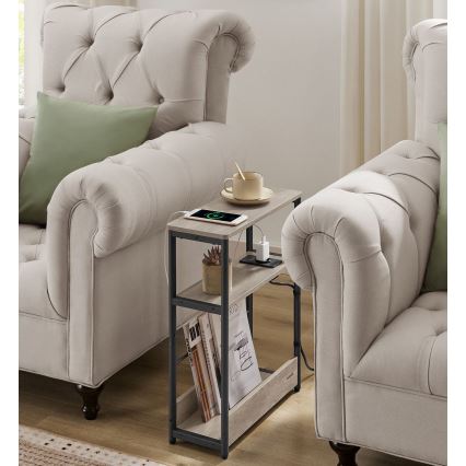 Stolić sa ugrađenom utičnicom i USB priključcima ROD braon/crna