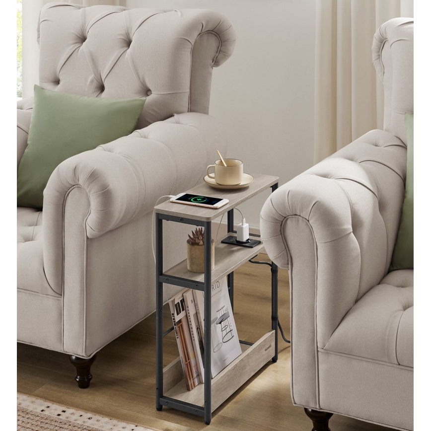 Stolić sa ugrađenom utičnicom i USB priključcima ROD braon/crna