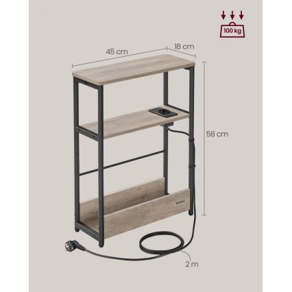 Stolić sa ugrađenom utičnicom i USB priključcima ROD braon/crna