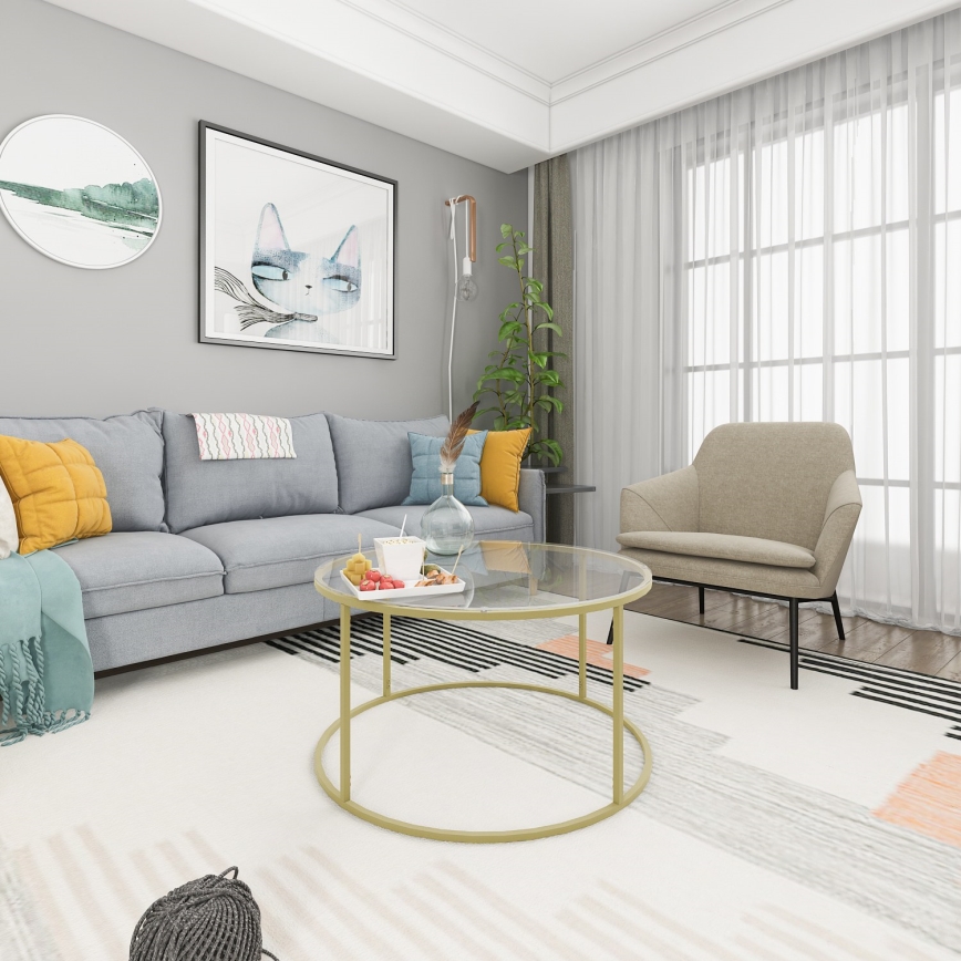 Stolić za kafu BERLIN 80x45 cm zlatna/prozirna