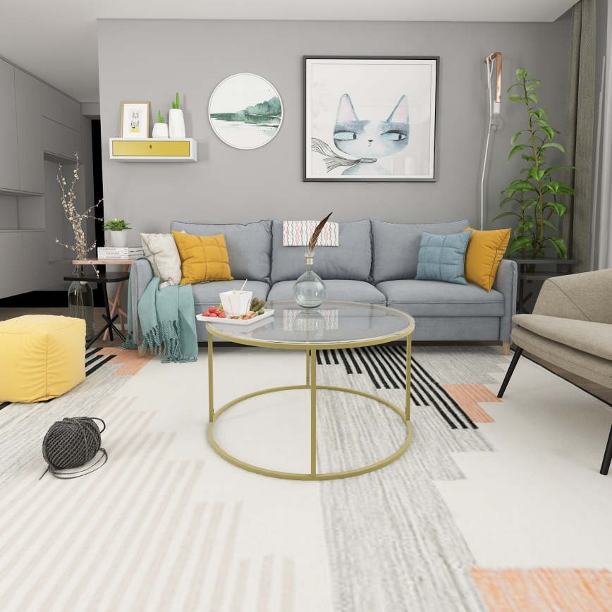 Stolić za kafu BERLIN 80x45 cm zlatna/prozirna