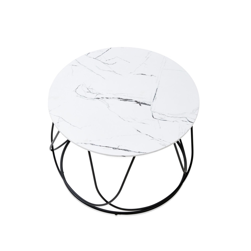 Stolić za kafu NUBIRA 41x60 cm crna/dekor mermera