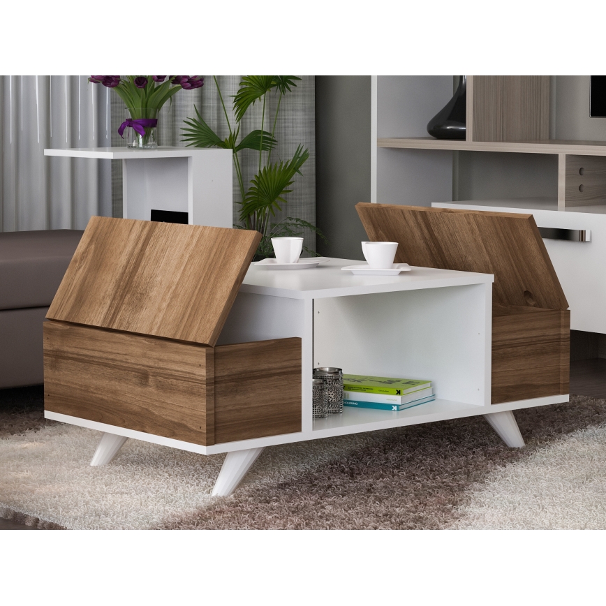 Stolić za kavu ERIBERTO 43,8x90 cm smeđa/bijela