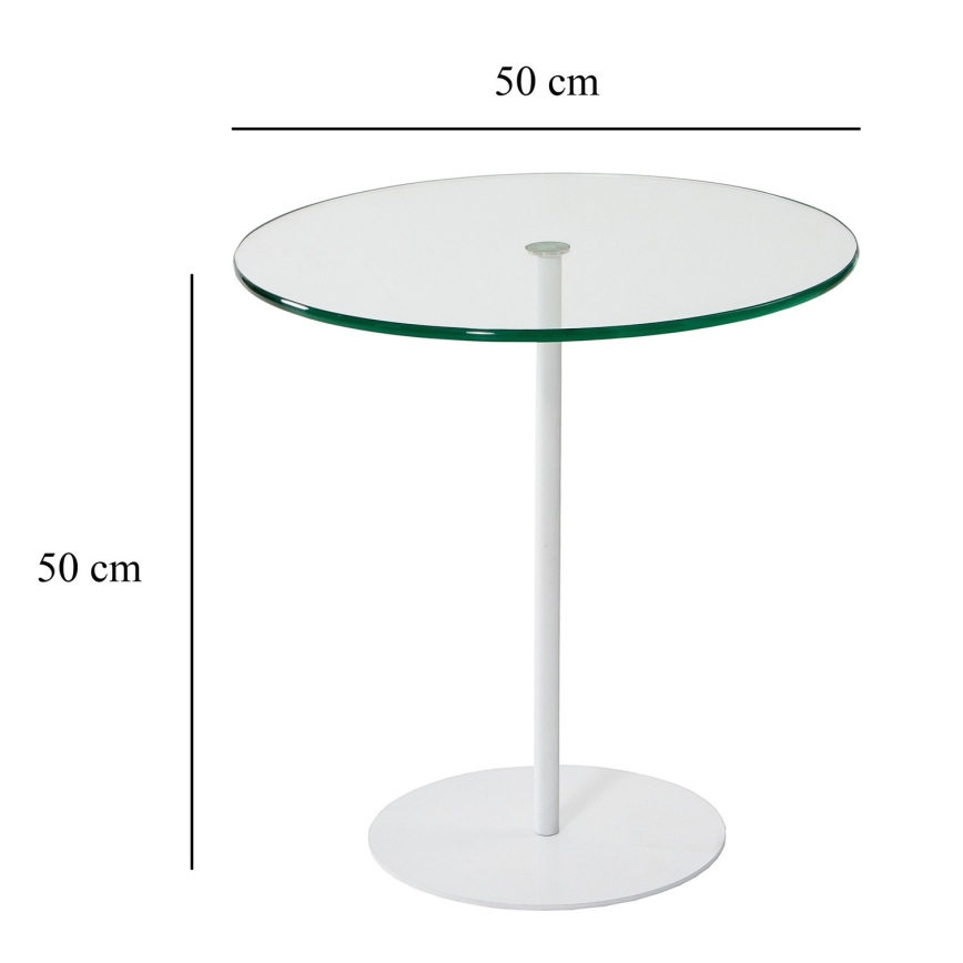 Stolić za odlaganje CHILL 50x50 cm, beo/proziran