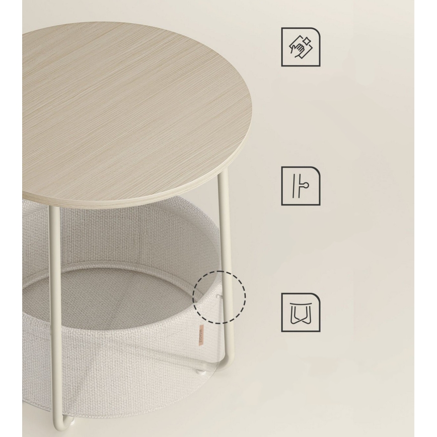 Stolić za odlaganje NOIRA krem/bela