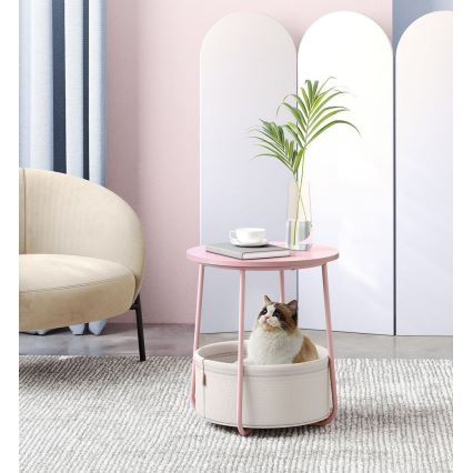 Stolić za odlaganje NOIRA ružičasta/bela