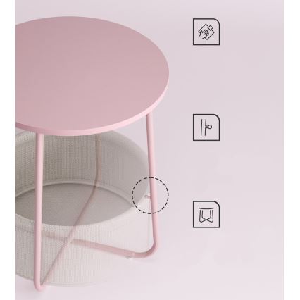 Stolić za odlaganje NOIRA ružičasta/bela