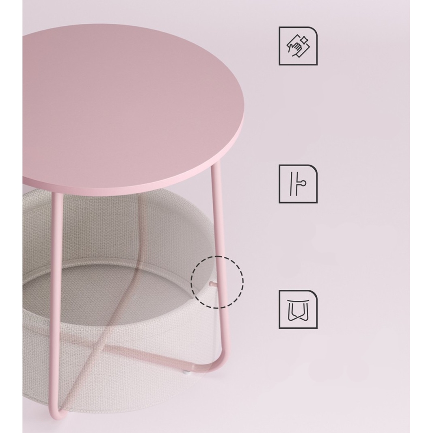 Stolić za odlaganje NOIRA ružičasta/bela