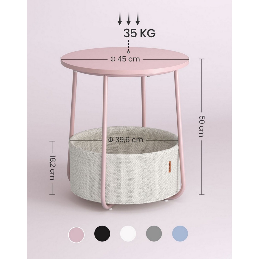 Stolić za odlaganje NOIRA ružičasta/bela