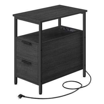 Stolić za odlaganje sa ugrađenim utičnicama i USB portovima ROD, crn