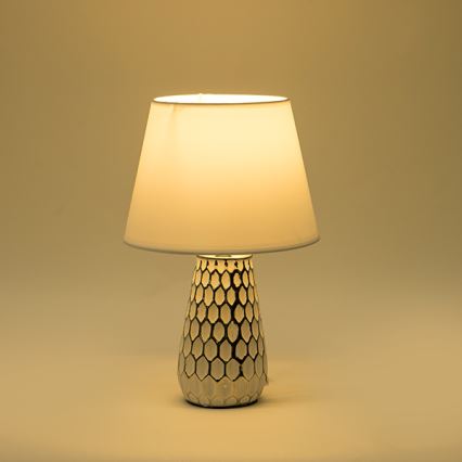 Stona lampa 1xE14/40W/230V bela/srebrna