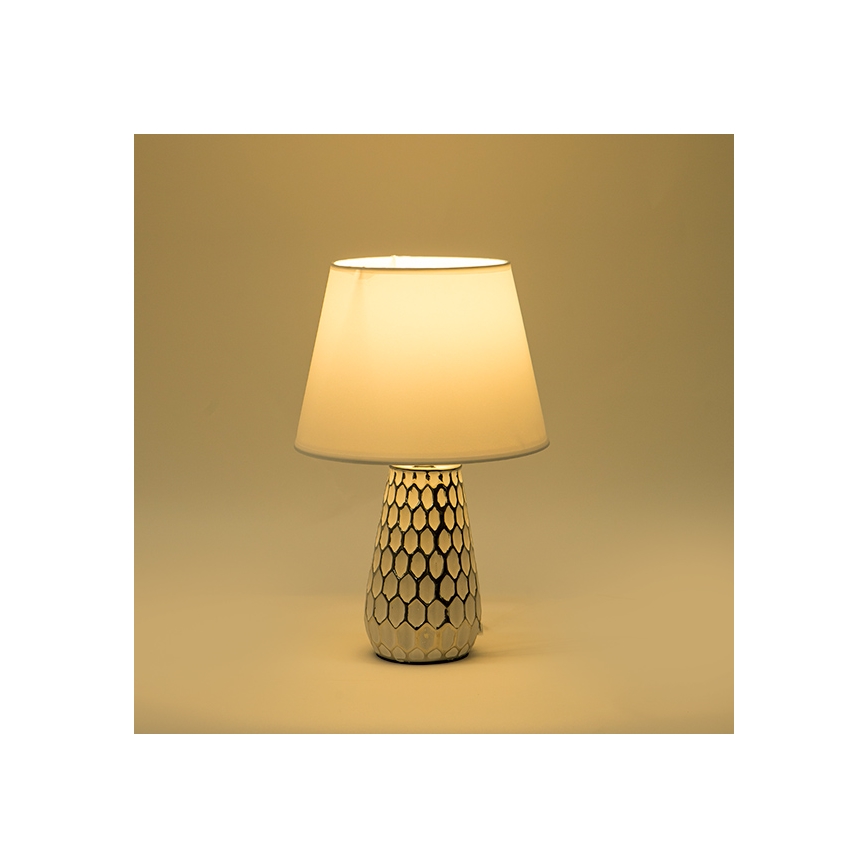 Stona lampa 1xE14/40W/230V bela/srebrna