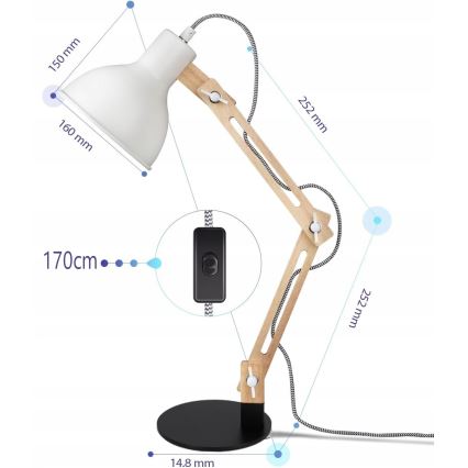 Stona lampa 1xE27/40W/230V bela/crna