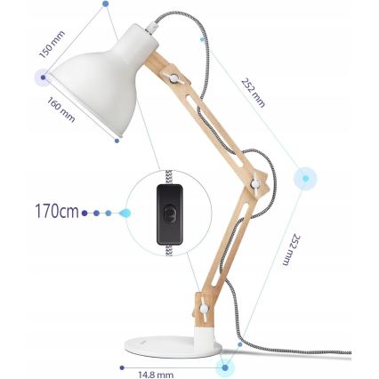 Stona lampa 1xE27/40W/230V bela