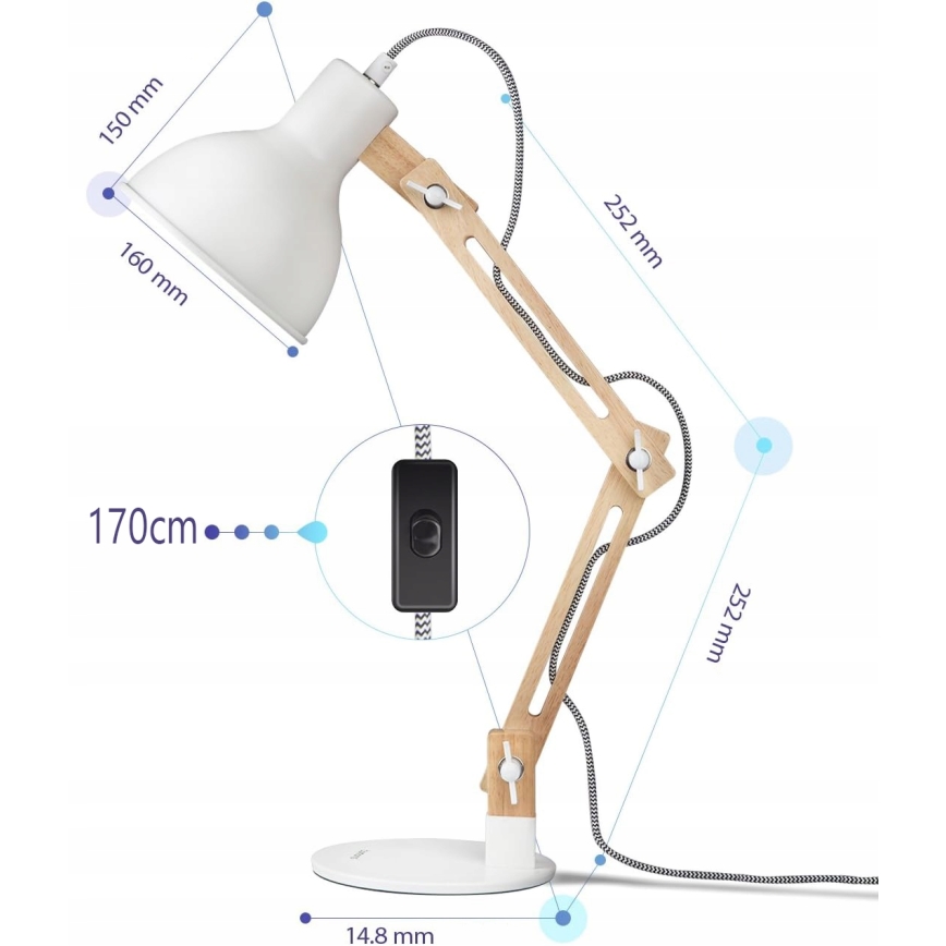 Stona lampa 1xE27/40W/230V bela