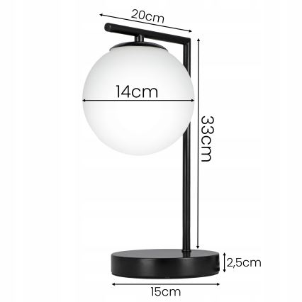 Stona lampa 1xE27/40W/230V crna/bela