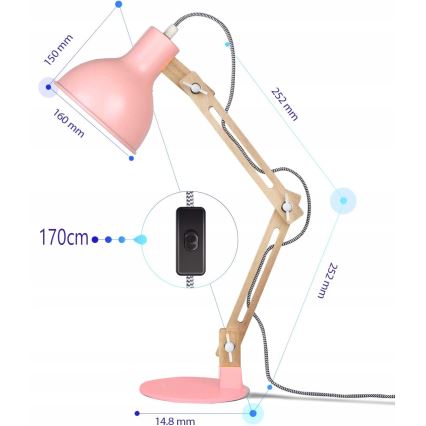 Stona lampa 1xE27/40W/230V ružičasta