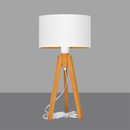 Stona lampa ALBA 1xE27/15W/230V bela/zlatna/hrast