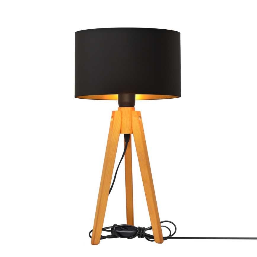 Stona lampa ALBA 1xE27/15W/230V crna/zlatna/hrast