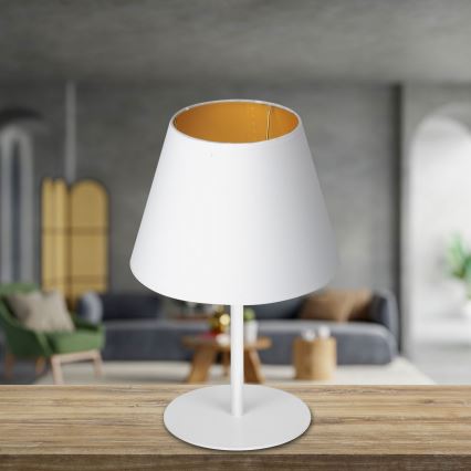 Stona lampa ARDEN 1xE27/60W/230V pr. 20 cm bela/zlatna