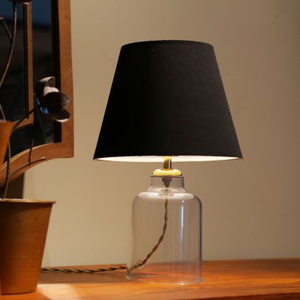 Stona lampa AYD 1xE27/40W/230V crna/prozirna