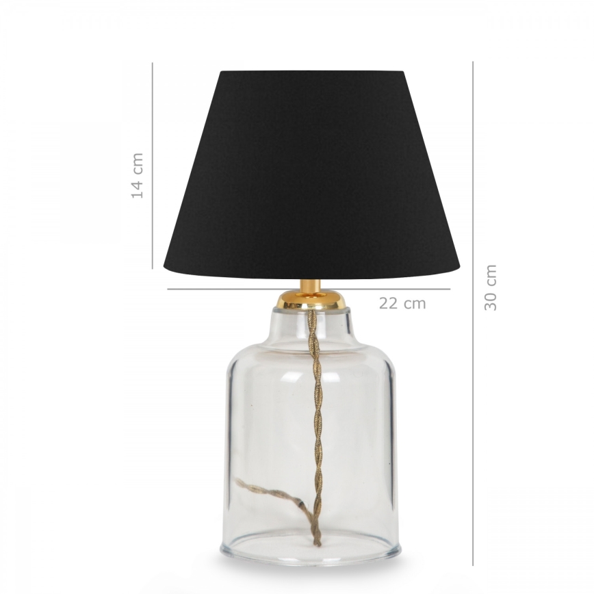 Stona lampa AYD 1xE27/40W/230V crna/prozirna